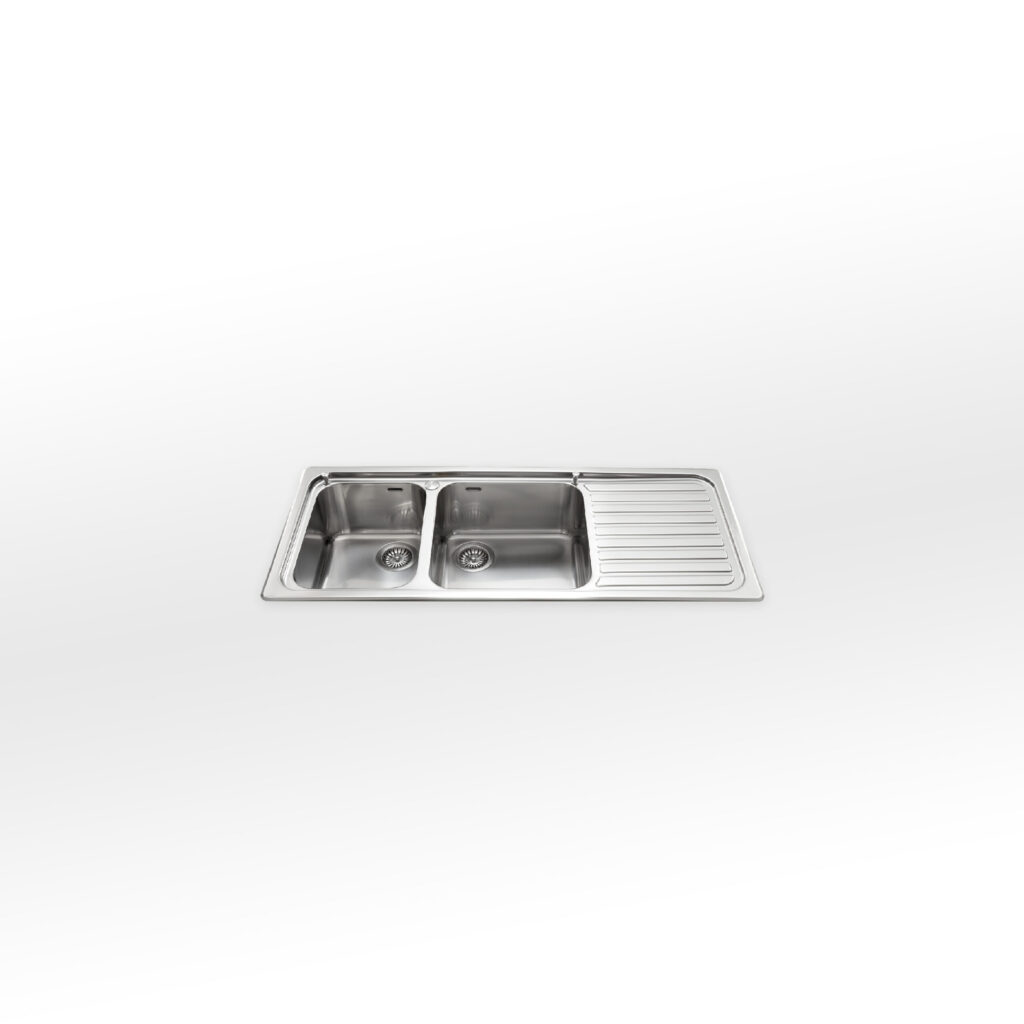F 5119/2V1S Alpes Inox Built-in Sink 119x51cm 2 Stainless Steel Bowls - Base 80