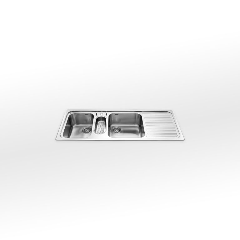 F 5134/2V1B1S Alpes Inox Built-in Sink 134x51cm 2 Stainless Steel Bowls - base 100