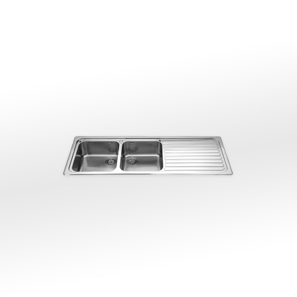 F 5149/2V1S Alpes Inox Built-in Sink 149x51cm 2 bowls + drainer in stainless steel - base 90