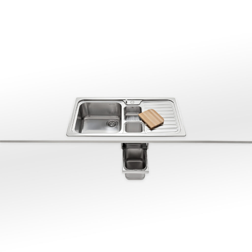 F 599/1V1B1S-E Alpes Inox Built-in Sink 99x51cm 1 Bowl + Drainer Stainless Steel - Base 80