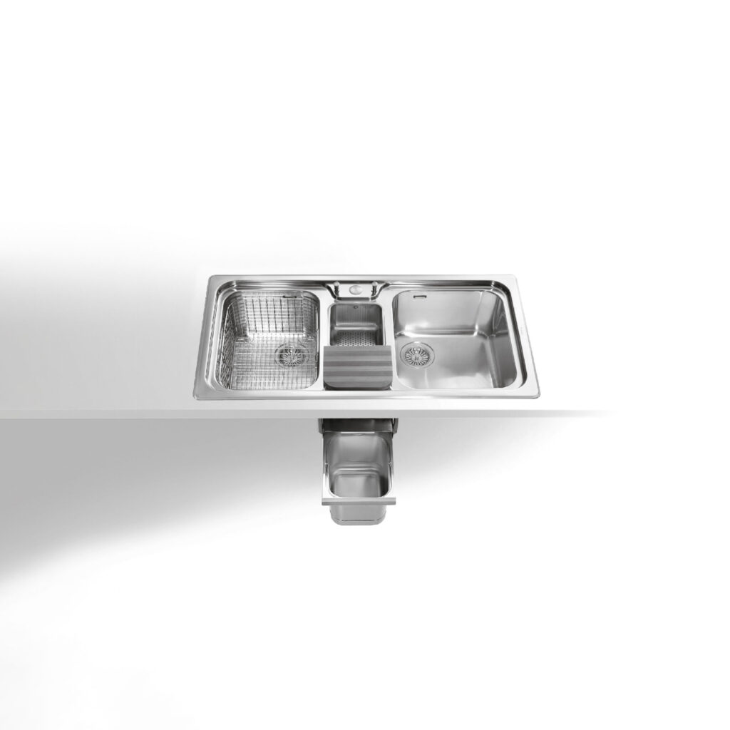F 599/2V1B-E Alpes Inox Built-in sink 99x51cm Stainless Steel basin - Base 100