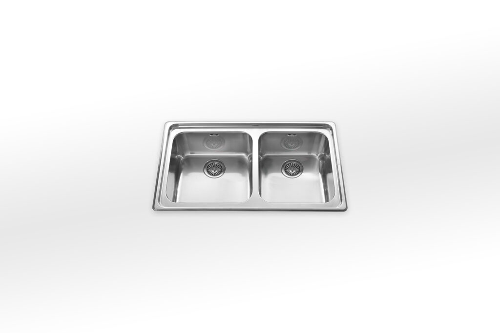 87/2V Alpes Inox Built-in sink 51x87 cm, 2 bowls radius 60