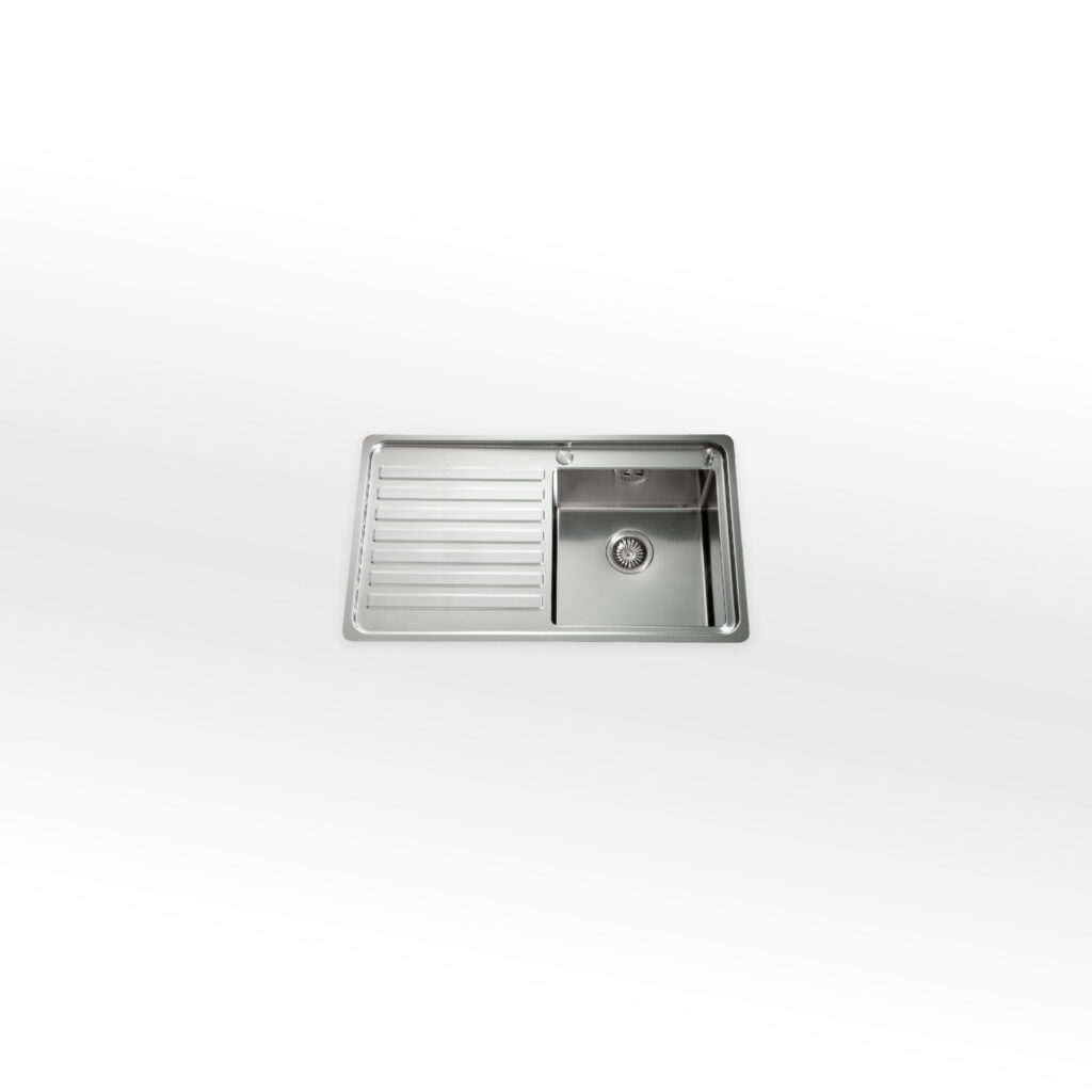 LFPS 587/1S1V Alpes Inox Built-in flush sink 51×87 cm with right bowl and draining board