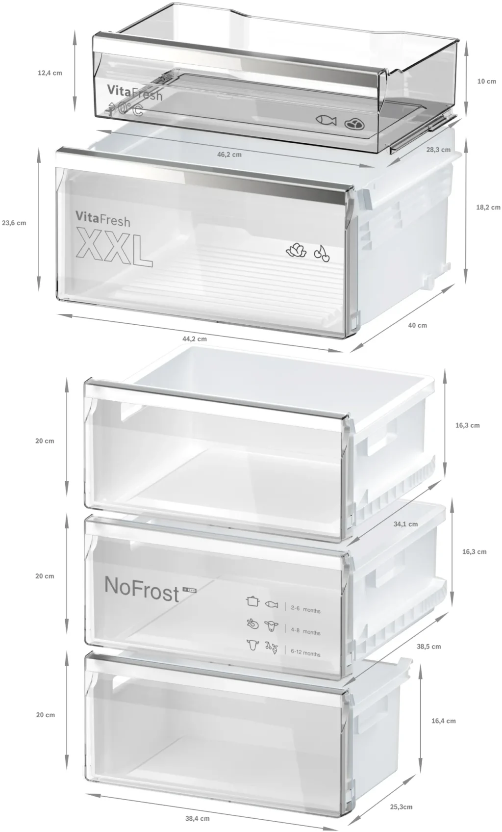 Frigorifero Bosch Serie 6 Frigo combinato da libera installazione 203 x 60 cm Acciaio spazzolato anti-impronta, Total No Frost - KGN39AIAT - immagine 13