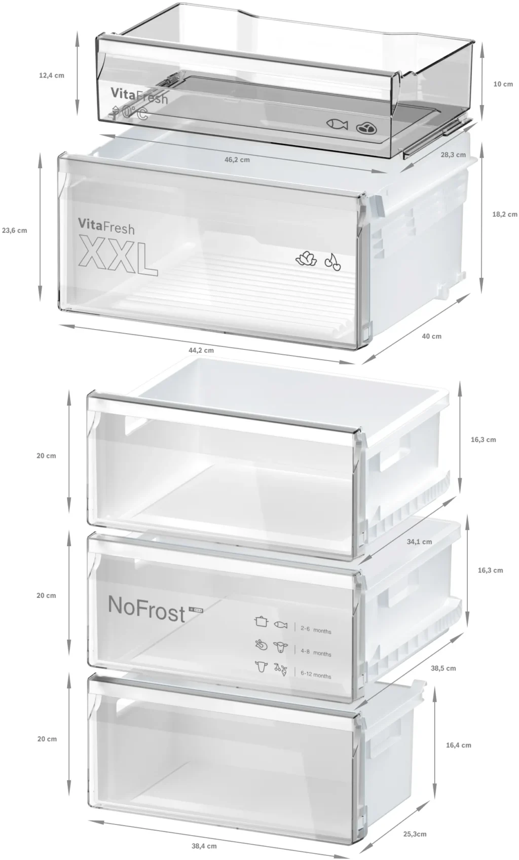 Frigorifero Bosch Serie 4 Frigo combinato a libera installazione 203x60 cm Metal look, Total No Frost - KGN392LCF - immagine 10
