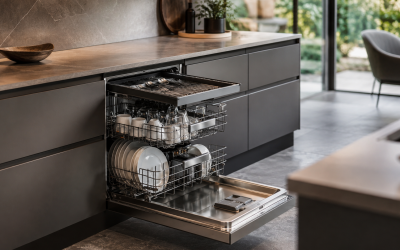 Lavastoviglie da incasso con terzo cestello: più ordine nelle cucine su misura